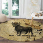 Apis Round Carpet Ancient Egyptian Papyrus Map, Egyptian Crown Bull Illustration - African Pride