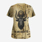 Apis Scrub Top Ancient Egyptian Papyrus Map, Egyptian Crown Bull Illustration - African Pride