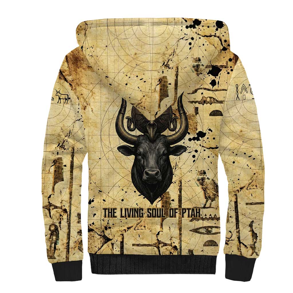 Apis Sherpa Hoodie Ancient Egyptian Papyrus Map, Egyptian Crown Bull Illustration - African Pride
