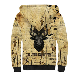 Apis Sherpa Hoodie Ancient Egyptian Papyrus Map, Egyptian Crown Bull Illustration - African Pride