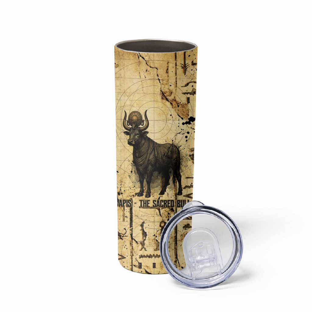 Apis Skinny Tumbler Ancient Egyptian Papyrus Map, Egyptian Crown Bull Illustration - African Pride