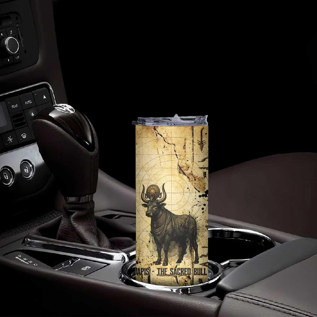 Apis Skinny Tumbler Ancient Egyptian Papyrus Map, Egyptian Crown Bull Illustration - African Pride