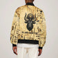 Apis Sleeve Zip Bomber Jacket Ancient Egyptian Papyrus Map, Egyptian Crown Bull Illustration - African Pride