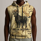 Apis Sleeveless Hoodie Ancient Egyptian Papyrus Map, Egyptian Crown Bull Illustration - African Pride