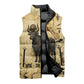 Apis Sleeveless Puffer Jacket Ancient Egyptian Papyrus Map, Egyptian Crown Bull Illustration - African Pride