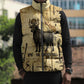 Apis Sleeveless Puffer Jacket Ancient Egyptian Papyrus Map, Egyptian Crown Bull Illustration - African Pride