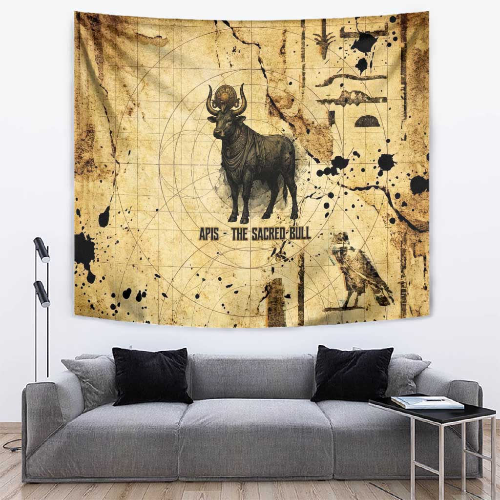 Apis Tapestry Ancient Egyptian Papyrus Map, Egyptian Crown Bull Illustration - African Pride