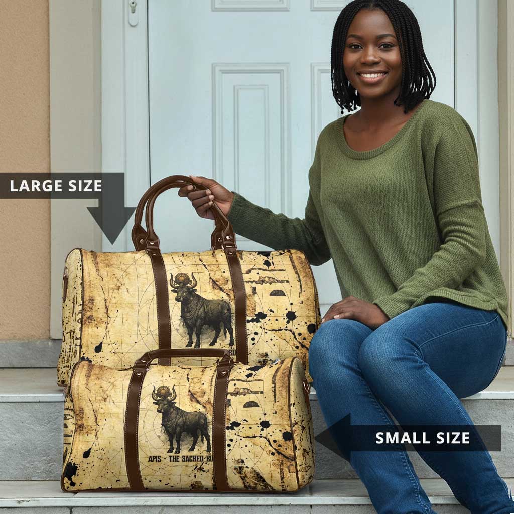 Apis Travel Bag Ancient Egyptian Papyrus Map, Egyptian Crown Bull Illustration - African Pride