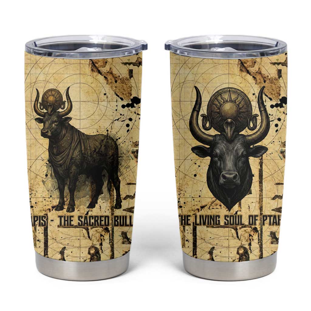 Apis Tumbler Cup Ancient Egyptian Papyrus Map, Egyptian Crown Bull Illustration - African Pride