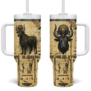 Apis Tumbler With Handle Ancient Egyptian Papyrus Map, Egyptian Crown Bull Illustration - African Pride