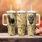 Apis Tumbler With Handle Ancient Egyptian Papyrus Map, Egyptian Crown Bull Illustration - African Pride