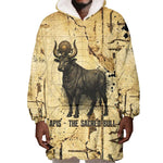 Apis Wearable Blanket Hoodie Ancient Egyptian Papyrus Map, Egyptian Crown Bull Illustration - African Pride