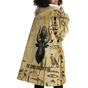 Apis Wearable Blanket Hoodie Ancient Egyptian Papyrus Map, Egyptian Crown Bull Illustration - African Pride