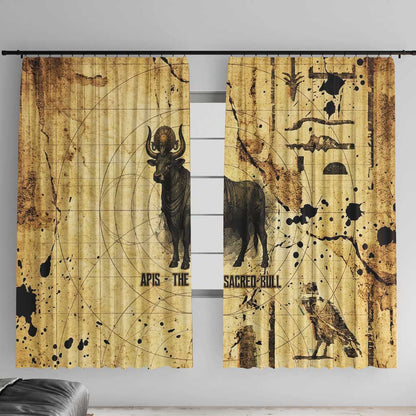 Apis Window Curtain Ancient Egyptian Papyrus Map, Egyptian Crown Bull Illustration - African Pride
