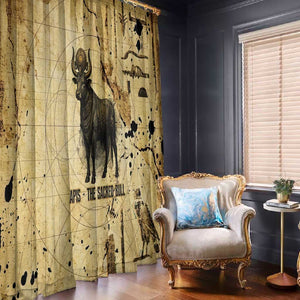 Apis Window Curtain Ancient Egyptian Papyrus Map, Egyptian Crown Bull Illustration - African Pride