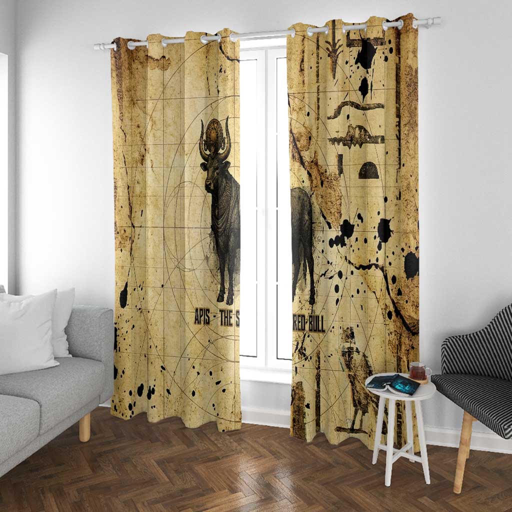 Apis Window Curtain Ancient Egyptian Papyrus Map, Egyptian Crown Bull Illustration - African Pride
