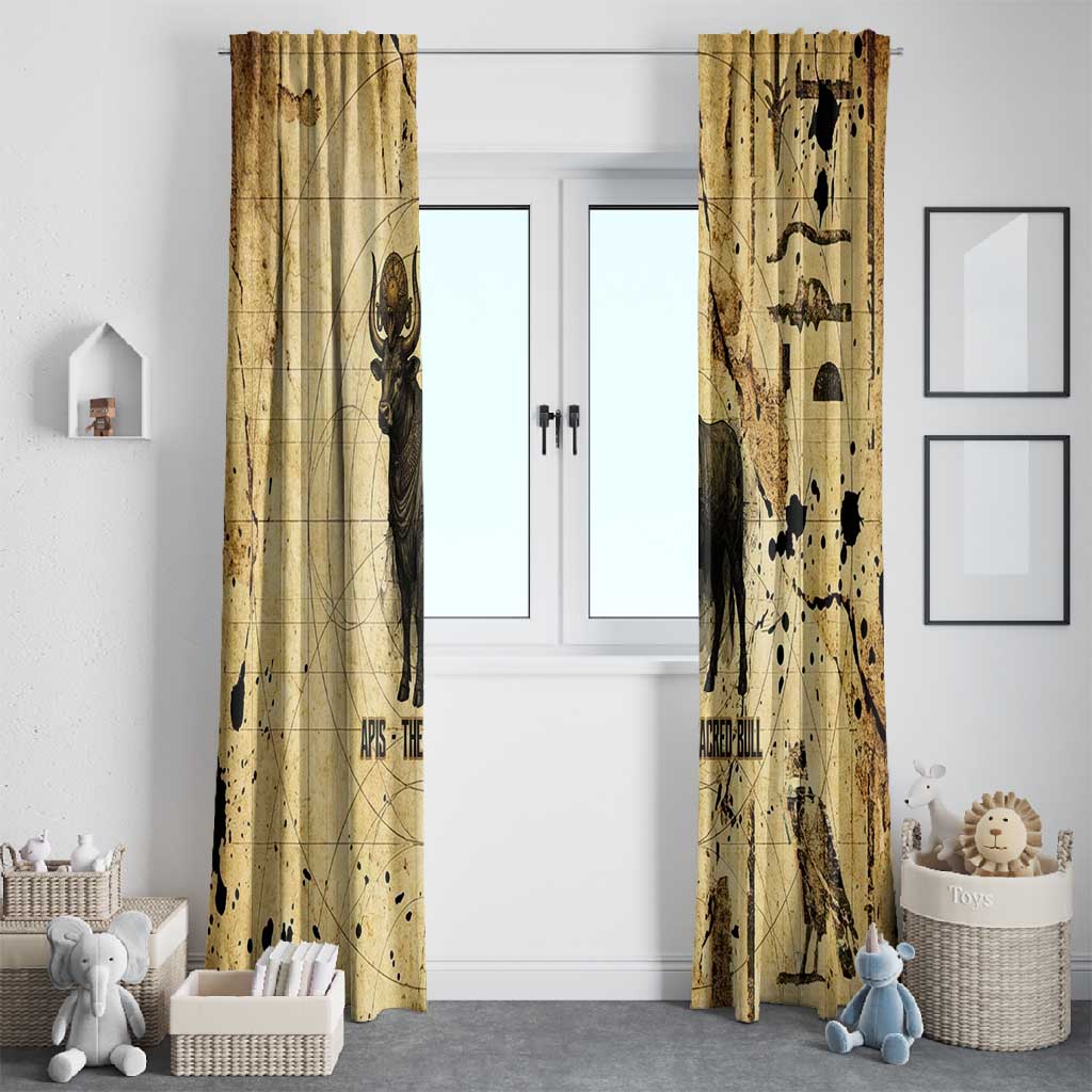 Apis Window Curtain Ancient Egyptian Papyrus Map, Egyptian Crown Bull Illustration - African Pride