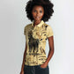 Apis Women Polo Shirt Ancient Egyptian Papyrus Map, Egyptian Crown Bull Illustration - African Pride