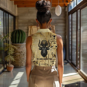 Apis Women Sleeveless Polo Shirt Ancient Egyptian Papyrus Map, Egyptian Crown Bull Illustration - African Pride
