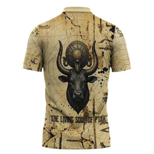 Apis Zipper Polo Shirt Ancient Egyptian Papyrus Map, Egyptian Crown Bull Illustration - African Pride