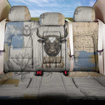 Apis Ancient Egyptian Back Car Seat Cover with Beige-Gray Hieroglyphic, Ornate Bull Head, and Gold-Blue Typography - African Pride