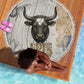 Apis Ancient Egyptian Beach Blanket with Beige-Gray Hieroglyphic, Ornate Bull Head, and Gold-Blue Typography - African Pride