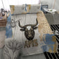 Apis Ancient Egyptian Bedding Set with Beige-Gray Hieroglyphic, Ornate Bull Head, and Gold-Blue Typography - African Pride