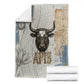 Apis Ancient Egyptian Blanket with Beige-Gray Hieroglyphic, Ornate Bull Head, and Gold-Blue Typography - African Pride