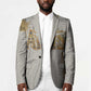 Apis Ancient Egyptian Blazer with Beige-Gray Hieroglyphic, Ornate Bull Head, and Gold-Blue Typography - African Pride