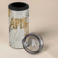 Apis Ancient Egyptian 4 in 1 Can Cooler Tumbler with Beige-Gray Hieroglyphic, Ornate Bull Head, and Gold-Blue Typography - African Pride
