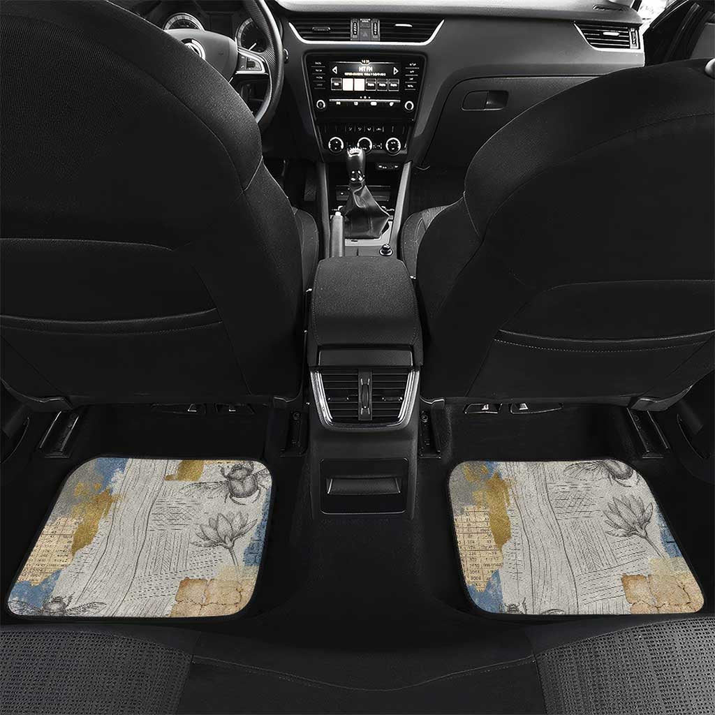 Apis Ancient Egyptian Car Mats with Beige-Gray Hieroglyphic, Ornate Bull Head, and Gold-Blue Typography - African Pride