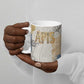 Apis Ancient Egyptian Ceramic Mug with Beige-Gray Hieroglyphic, Ornate Bull Head, and Gold-Blue Typography - African Pride