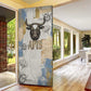 Apis Ancient Egyptian Door Cover with Beige-Gray Hieroglyphic, Ornate Bull Head, and Gold-Blue Typography - African Pride
