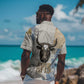 Apis Ancient Egyptian Hawaiian Shirt with Beige-Gray Hieroglyphic, Ornate Bull Head, and Gold-Blue Typography - African Pride