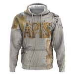 Apis Ancient Egyptian Hoodie with Beige-Gray Hieroglyphic, Ornate Bull Head, and Gold-Blue Typography - African Pride
