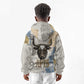 Apis Ancient Egyptian Kid Hoodie with Beige-Gray Hieroglyphic, Ornate Bull Head, and Gold-Blue Typography - African Pride
