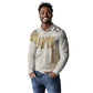 Apis Ancient Egyptian Long Sleeve Polo Shirt with Beige-Gray Hieroglyphic, Ornate Bull Head, and Gold-Blue Typography - African Pride