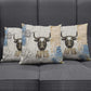 Apis Ancient Egyptian Pillow Cover with Beige-Gray Hieroglyphic, Ornate Bull Head, and Gold-Blue Typography - African Pride