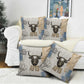 Apis Ancient Egyptian Pillow Cover with Beige-Gray Hieroglyphic, Ornate Bull Head, and Gold-Blue Typography - African Pride