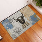 Apis Ancient Egyptian Rubber Doormat with Beige-Gray Hieroglyphic, Ornate Bull Head, and Gold-Blue Typography - African Pride