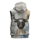 Apis Ancient Egyptian Sleeveless Hoodie with Beige-Gray Hieroglyphic, Ornate Bull Head, and Gold-Blue Typography - African Pride
