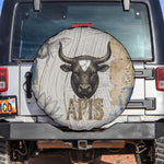 Apis Ancient Egyptian Spare Tire Cover with Beige-Gray Hieroglyphic, Ornate Bull Head, and Gold-Blue Typography - African Pride