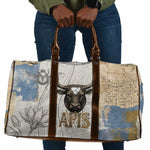 Apis Ancient Egyptian Travel Bag with Beige-Gray Hieroglyphic, Ornate Bull Head, and Gold-Blue Typography - African Pride