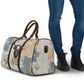 Apis Ancient Egyptian Travel Bag with Beige-Gray Hieroglyphic, Ornate Bull Head, and Gold-Blue Typography - African Pride