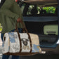 Apis Ancient Egyptian Travel Bag with Beige-Gray Hieroglyphic, Ornate Bull Head, and Gold-Blue Typography - African Pride
