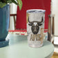Apis Ancient Egyptian Tumbler Cup with Beige-Gray Hieroglyphic, Ornate Bull Head, and Gold-Blue Typography - African Pride