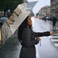Apis Ancient Egyptian Umbrella with Beige-Gray Hieroglyphic, Ornate Bull Head, and Gold-Blue Typography - African Pride