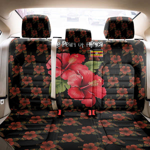 Uganda Back Car Seat Cover - Hibiscus Flower Pattern and The Pearl of Africa Text
