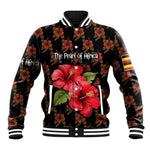 Uganda Baseball Jacket - Hibiscus Flower Pattern and The Pearl of Africa Text