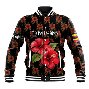 Uganda Baseball Jacket - Hibiscus Flower Pattern and The Pearl of Africa Text
